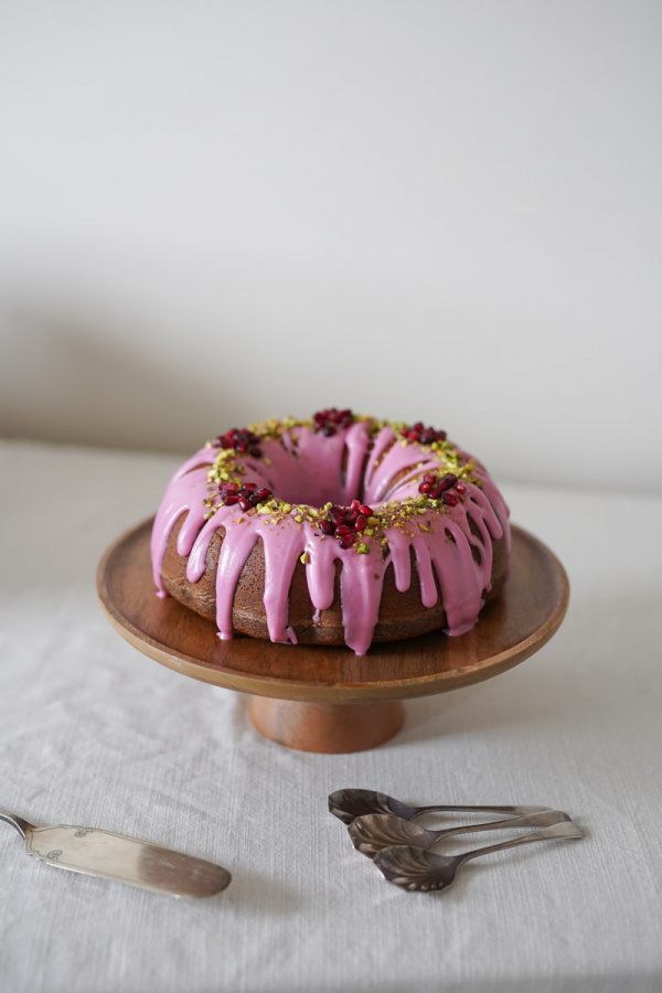 Spiced Pomegranate Marzipan Cake